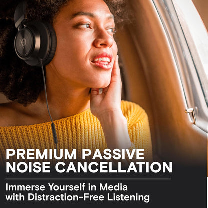 CL750 Wired Headphones with Mic & Volume Control — Noise Isolating On-Ear Headphones for Computer and Laptop Wired, Plug in Corded Headphone over Ear with Wire (Foldable, Aux Jack 3.5Mm)